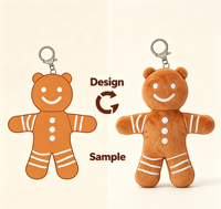 Porte-clés en peluche personnalisé, adorable bonhomme en pain d'épices, jouet en peluche, design personnalisé, pendentif en peluche de Noël pour cadeau promotionnel