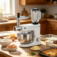 Batteur Planétaire Électrique Haute Performance 1500W en Acier Inoxydable avec Tête Inclinable, Mixeur et Hachoir à Viande Combinés pour la Pâtisserie à Domicile