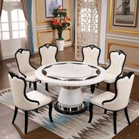 Modern Simple European Style 6-Personen-Esstisch Stuhl Set Natur marmor Massivholz Schwarz Weiß Plattenspieler für kleine