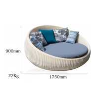 Outdoor Garten Terrasse Aluminium-Rahmen Rattan Lounge-Sofa-Set Nordisches Design Hotel Villa Akzent Rundes Schlafsofa Möbel