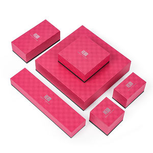 Romi <span class=keywords><strong>Rose</strong></span> rouge papier boîte à bijoux ensemble avec sac cadeau ensemble complet emballage pour bague boucle d'oreille collier - Product Image 5