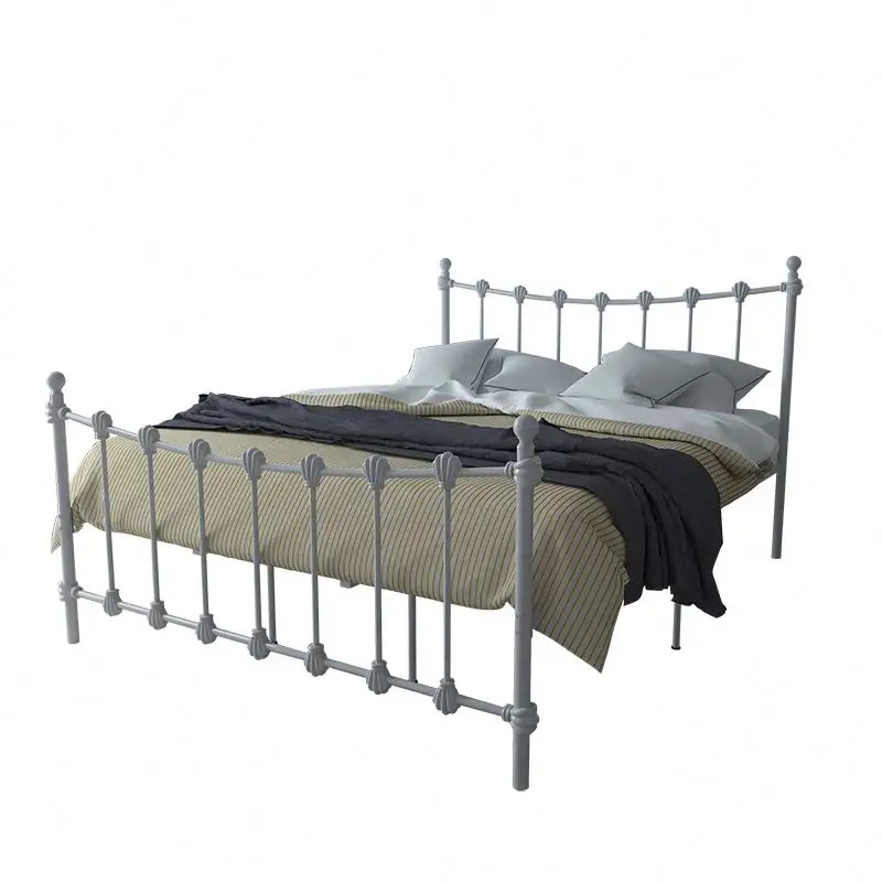 سرير مزدوج بطراز أميرات معدني من الحديد المطاوع بتصميم إبداعي وإطار سرير بتصميم بسيط وأوروبي عصري