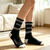 Chaussettes côtelées personnalisées OEM en gros avec logo, mélange de coton doux et respirant, unisexes, décontractées, pour le sport, pour hommes et femmes