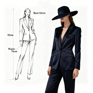 Traje de Mujer Elegante con Diseño de Pedrería, para Otoño e Invierno, Estilo Casual, Resistente a las Arrugas, Manga Larga, Chaqueta, Cintura Alta, Estilo Delgado - Product Image 3