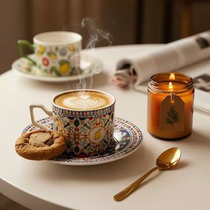 Juego de Tazas <span class=keywords><strong>y</strong></span> Platos de Porcelana <span class=keywords><strong>con</strong></span> Diseño de Flores de Limón, Estilo Real, para Café <span class=keywords><strong>y</strong></span> Té - Product Image 2