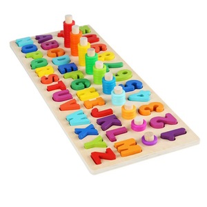 Montessori educativo in legno occupato bordo Set per la matematica dei vecchi bambini <span class=keywords><strong>Puzzle</strong></span> Count forma colore partita di pesca gioco nuovo - Product Image 1
