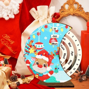 Thème de Noël créatif Diy Round Drills Diamond Art 3D Fun Calendar on Table - Product Image 5