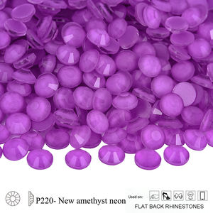 Oleeya Rhinestone en vidrio a granel Cristales traseros planos Rosa Naranja Azul Verde Neón Colores Cristales Diamantes de imitación sin Hotfix para bricolaje - Product Image 2