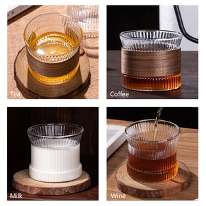 Taza de Vidrio Borosilicato Transparente <span class=keywords><strong>con</strong></span> Logotipo Personalizado al por Mayor, Taza Reutilizable Portátil y Bonita <span class=keywords><strong>con</strong></span> <span class=keywords><strong>Aro</strong></span> de Madera para <span class=keywords><strong>Café</strong></span>, Agua, Vino, Té 	   Bebida - Product Image 6