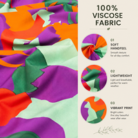 Tissu en viscose 100% imprimé numériquement, motifs personnalisés illimités, textile en rayonne pour usine de vêtements
