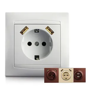 Professional Supplier EU Standard Electrical Round Pin Wall Socket Switch Power 3 Pins Socket With USB