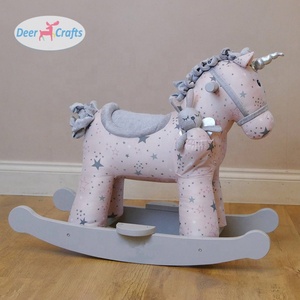 Diskon besar mainan klasik gadis kayu merah muda kuda goyang untuk anak-anak DD16136 - Product Image 4