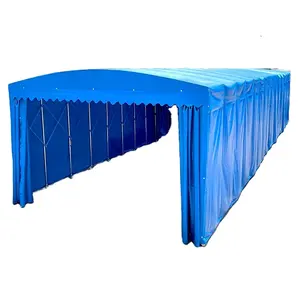 Tenda tarik dorong Powerup kanopi penyimpanan besar dan struktur baja garasi grosir produsen tenda Dorong Tarik mobile