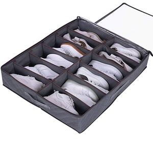 Durable Fabric Clear Window Shoe Storage Organizer Large Adjustable Dividers Under Bed Bag