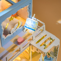 IIECREATE Nouveau design Puzzle en bois 3D Casa Blanca, kit de puzzles 3D DIY, accessoires pour maison de poupée