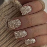 Échantillon gratuit d'ongles décoratifs à presser: Styles d'hiver courts Senboma rose néon-Les meilleurs strass à ongles inclus