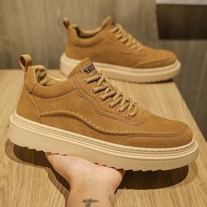 High Quality <b>Mens</b> Leather Casual Walking Style Sports <b>Shoes</b> Breathable Waterproof Thick Sole Casual Board <b>Shoes</b> Fashion Sneakers - Product Image 3