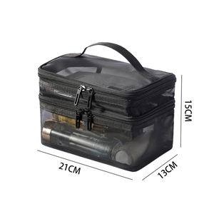 Cosmetic <b>Bag</b> <b>Travel</b> Transparent <b>Clear</b> Lightweight Storage Pouch Makeup <b>Bag</b> Cases Double Layer Cosmetic <b>Bags</b> - Product Image 1