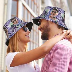 Sombrero de Pescador Hawaiano Personalizable con Estampado de Palmeras Tropicales, Reversible, para Verano, para Hombres y Mujeres, Uso Diario, Diseño de Dibujos Animados - Product Image 6