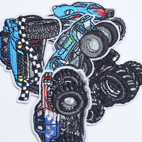 Patch brodé personnalisé Monster Truck en gros, thermocollant ou à coudre, pour veste, sac à dos, chapeau, vêtements