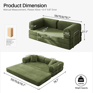 <span class=keywords><strong>Canapé</strong></span>-lit <span class=keywords><strong>convertible</strong></span> pour petits espaces, tissu vert, extra-large, pliable, livraison gratuite, emballage en boîte compressée - Product Image 2