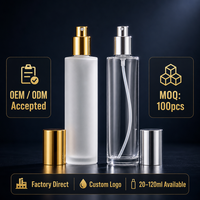 Flacon pulvérisateur en verre dépoli transparent pour brume fine, 20ml, 30ml, 50ml, 80ml, 100ml, avec pompe dorée ou argentée, pour toner, essence, brume faciale, cosmétique
