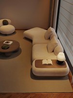 Juego de Sofás Esquineros de Diseño Italiano Minimalista y Forma Personalizada para Casas Grandes y Salas de Estar de Villas, que Irradian un Lujo Ligero y un Encanto Sofisticado