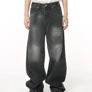Kunden spezifische Herren Jeans Streetwear Hip Hop Casual Wide Leg Jeans Stein gewaschen Loose Straight Baggy Cargo Jeans