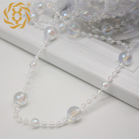 Guirlande de perles artificielles irisées ABS, perles de 12 mm, 8 mm, 4 mm, chaîne décorative en fil de pêche, style européen et américain