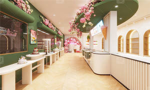 Tendance Design d'Intérieur Personnalisé pour Magasin de Sucreries, Comptoir Vitrine Mobilier pour Magasin de <span class=keywords><strong>Yaourt</strong></span> Glacé Rose - Product Image 3