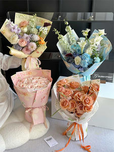 2024 nuevo lanzamiento 30*50cm/PCS mejores deseos papel artesanal impreso papel de regalo floral impermeable para envoltorio de tienda de flores - Product Image 3