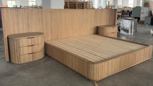 FERLY Modern Luxury Oak <b>King</b> <b>Size</b> <b>Bed</b> Frame Oversized <b>Headboard</b> Extended Mansion Style Bedroom Furniture FL24BN011-37 Classy Und - Product Image 5