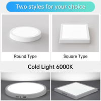 Venta Directa de Fábrica, Panel de Luz LED Cuadrado/Redondo, Delgado, de Aluminio, para Techo, 6W 12W 18W 24W, para Hotel, Hogar y Oficina