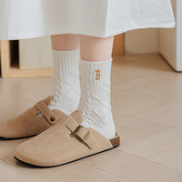 Chaussettes pour filles Konlee OEM Meias Infantis, nouveau style, broderie, couleur blanche, chaussettes à motif personnalisé, chaussettes pour femmes