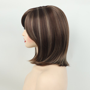 Bei Yimei Peluca Bob para mujer, corta, recta, de fibra sintética, con flequillo lateral, para cualquier forma de rostro, estilo europeo americano - Product Image 2