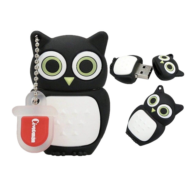 Custom Cartoon Animal Owl Shape USB Flash Drive , Cartoon Shape PVC  Pen Drive, Cartoon Pvc Usb Stick, Cartoon Pvc Thumb Drive