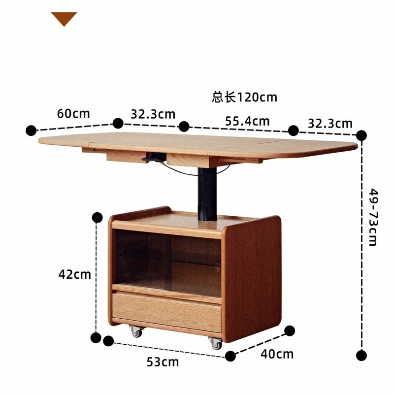 Table basse relevable (pliable) - Coloris bois de cerisier