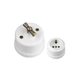 EU standard old style ceramic electric wall switches/antique porcelain rotary switch for France Spain Latvia