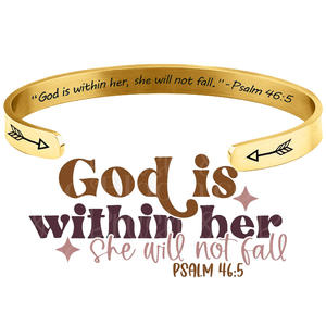 Bracelet en acier inoxydable gravé Dieu est dans son bracelet à la mode flèche et acier design or rose - Product Image 2