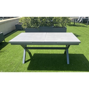 Tavolo da Esterno Moderno Allungabile da Giardino o Patio con Struttura in Alluminio e Piano con Finitura in Finta Pietra <span class=keywords><strong>per</strong></span> Pranzi in Villa o Giardino - Product Image 3