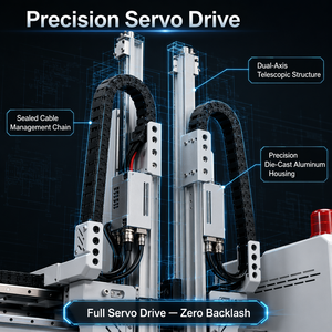 Robot à double <span class=keywords><strong>bras</strong></span> à <span class=keywords><strong>5</strong></span> <span class=keywords><strong>axes</strong></span> entièrement servo-assisté en acier trempé haute résistance, robot de préhension haute vitesse pour le moulage par injection de précision - Product Image 2