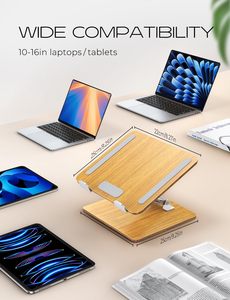 Gỗ máy tính xách tay đứng, có thể điều chỉnh chiều cao Ergonomic máy tính xách tay Riser chủ núi, máy tính xách tay lưu ý cuốn sách đứng cho bàn - Product Image 6