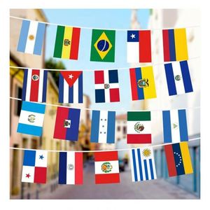 Mini-drapeaux rectangulaires multinationaux en polyester pour la Coupe du Monde de football 2026 en Arabie Saoudite – Guirlande de fanions pas chers pour l'encouragement sportif - Product Image 1