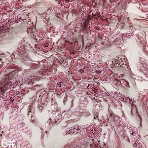 Dệt Kim 100% polyester lưới 2mm + 4mm lớp vải với hạt thêu trừu tượng & phong cách ăn mặc hình học trong tám màu sắc - Product Image 3