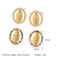 Nouvelles Boucles d'Oreilles Religieuses Plaqué Or 18K, Design Tendance, Bijoux Catholiques en Cuivre et Zircon Cubique, Boucles d'Oreilles Vierge Marie
