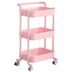 Three-tiered storage cart, portable kitchen, bathroom, and toilet storage rack, made of <b>plastic</b>. - Product Image 2