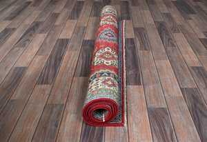 Tapis en laine kazak rouge impérial noué à la main Design abstrait géométrique Coton doux pour un exercice confortable Décorations de salon - Product Image 5