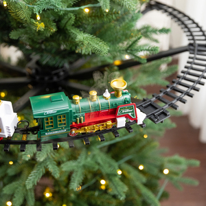 Christmas Decoration Electric Track <b>Train</b> Steam Locomotive Vintage Toy <b>for</b> Kids Christmas <b>Tree</b> Hanging Ornament Gift Set - Product Image 5