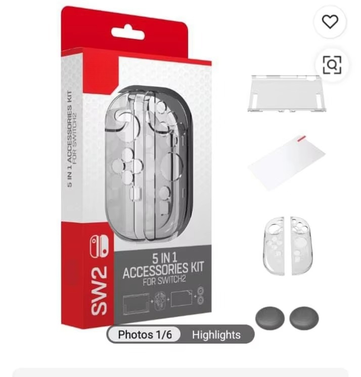 Kit de Protector Transparente 5 en 1 para Switch 2