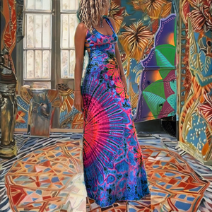 Robe longue décontractée d'été 2024 à imprimé floral, sexy, taille naturelle, sans manches, dos nu, pour la plage - Product Image 2